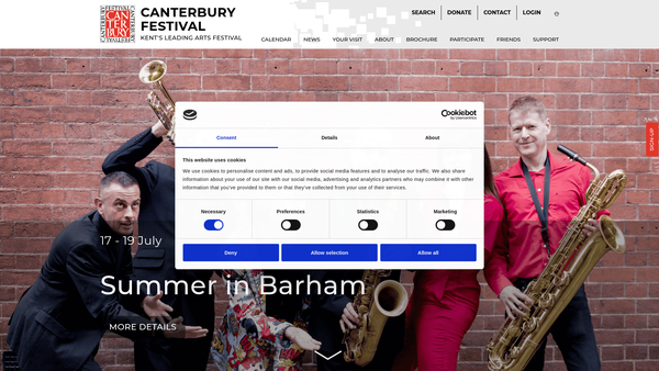 Screenshot of the The Canterbury Festival Foundation website