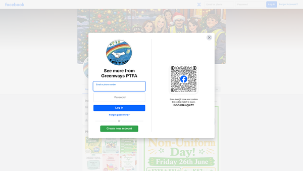 Screenshot of the Greenways Primary School PTFA website