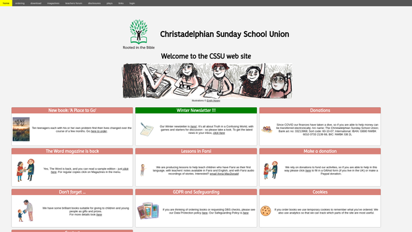 Screenshot of the The Christadelphian Sunday School Union website