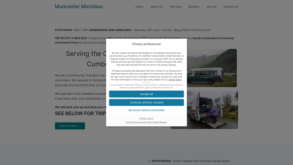 Screenshot of the The Muncaster Microbus Ltd website