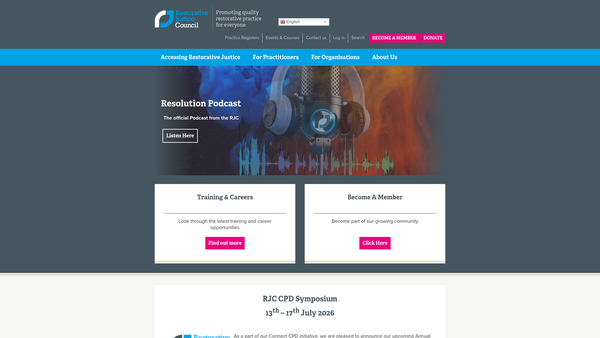 Screenshot of the Restorative Justice Council Limited website