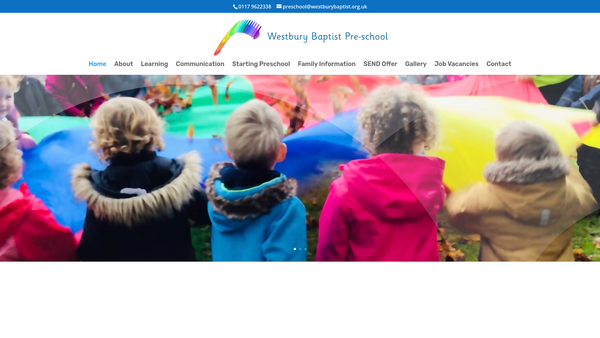 Screenshot of the Westbury Baptist Pre School website