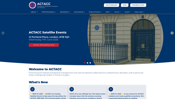 Screenshot of the Actacc website