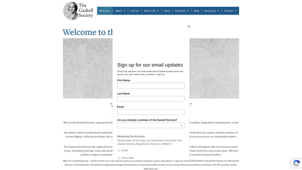 Screenshot of the The Gaskell Society website