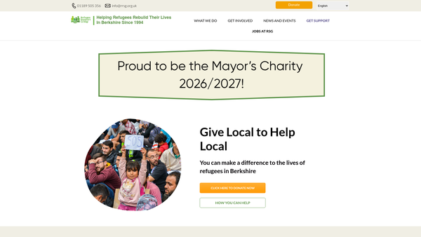 Screenshot of the Refugee Support Group website