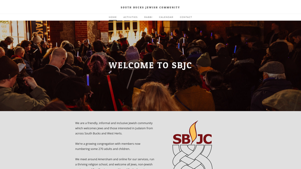 Screenshot of the South Bucks Jewish Community website