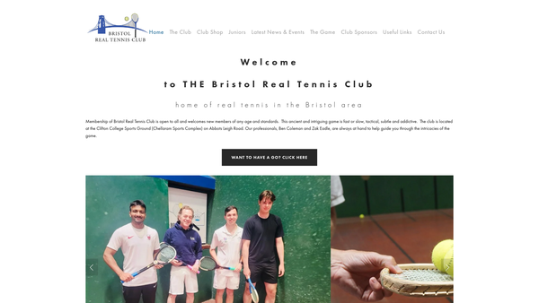 Screenshot of the The Bristol & Bath Tennis Scholarship Trust website