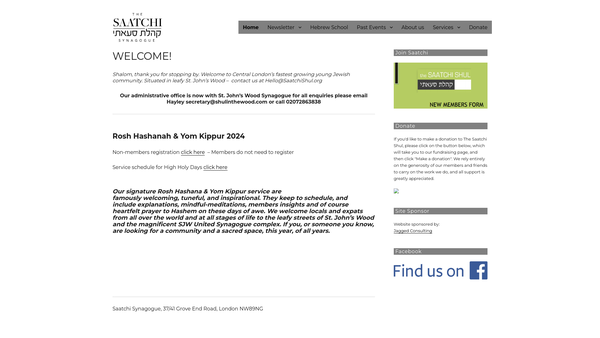 Screenshot of the The London Carlbach Shul Trust website