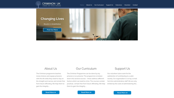 Screenshot of the Criminon United Kingdom website