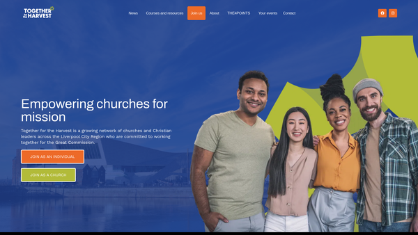 Screenshot of the Together For The Harvest website