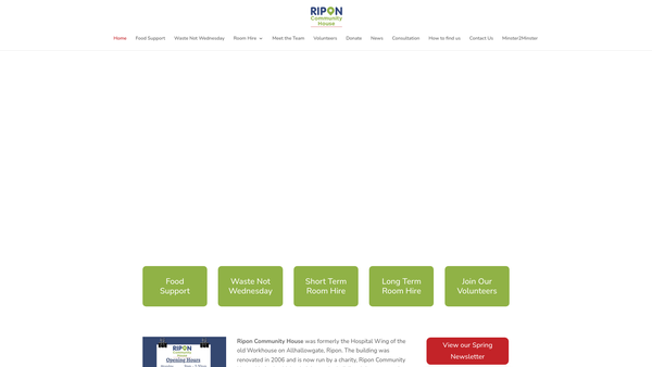 Screenshot of the Ripon Community House Limited website