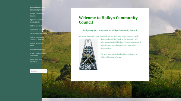 Screenshot of the Halkyn Parish Hall website