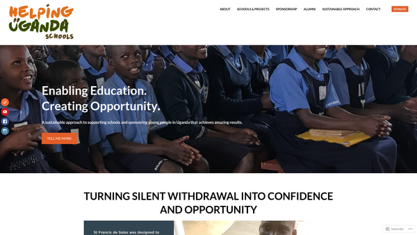 Screenshot of the Helping Uganda Schools (Hugs) website