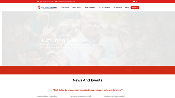 Screenshot of the Udavum Karangal Of UK website