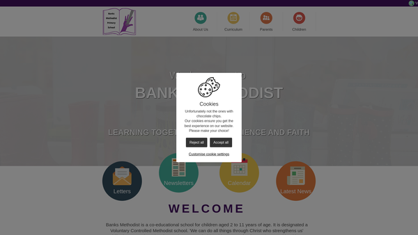 Screenshot of the Banks Methodist School Friends Association website