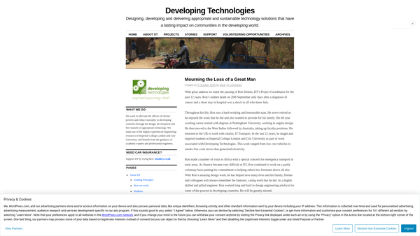 Screenshot of the Developing Technologies website