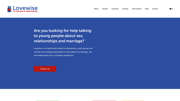 Screenshot of the Lovewise website