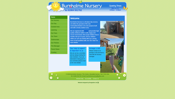 Screenshot of the Burnholme Community Nursery website