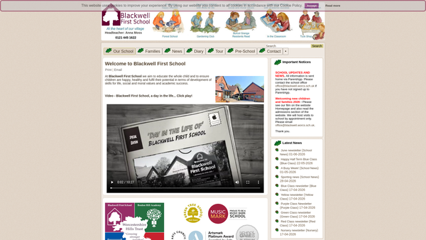 Screenshot of the Blackwell First School Association website