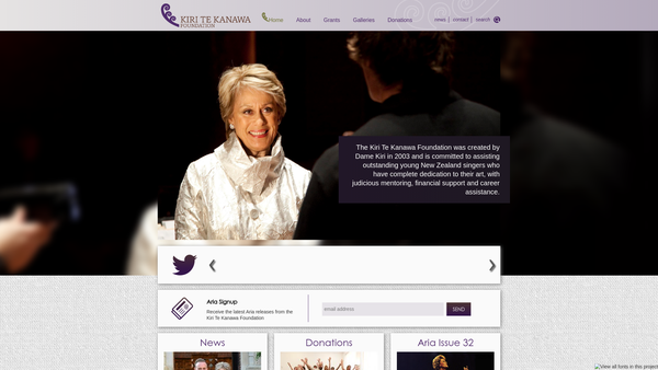 Screenshot of the The Kiri Te Kanawa Foundation (UK) website