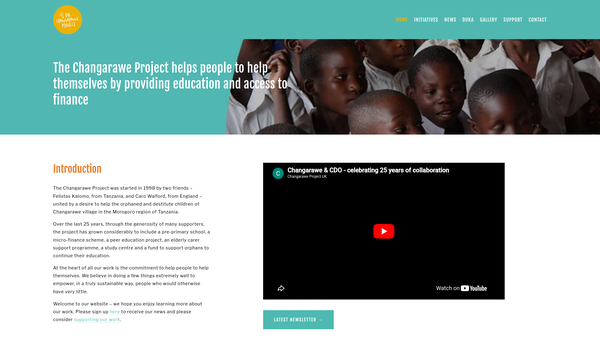 Screenshot of the The Changarawe Project website