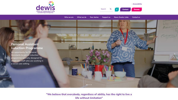 Screenshot of the Dewis Centre For Independent Living website