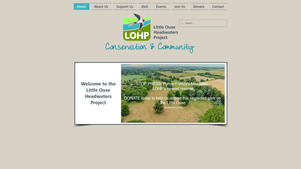 Screenshot of the Little Ouse Headwaters Project website