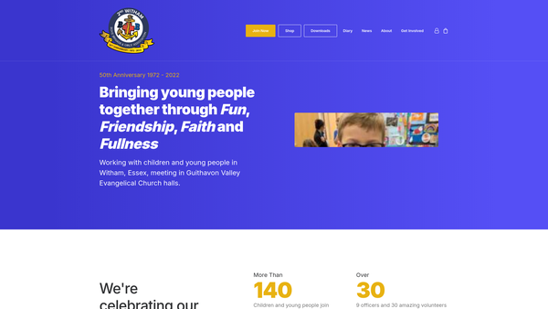 Screenshot of the 2nd Witham Boys' Brigade website