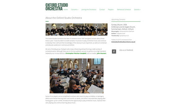 Screenshot of the The Oxford Studio Orchestra website