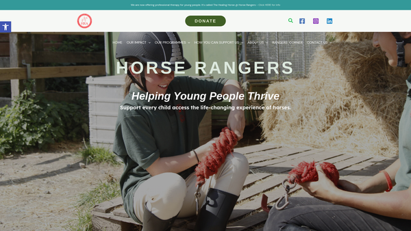 Screenshot of the The Horse Rangers Association (Hampton Court)limited website