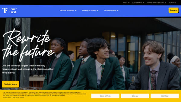 Screenshot of the Teach First website