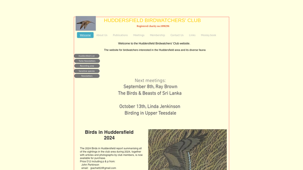 Screenshot of the Huddersfield Birdwatchers' Club website