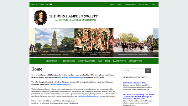Screenshot of the The John Hampden Society website