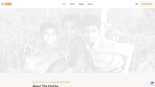 Screenshot of the British Supporters Of Navajeevan Bala Bhavan website