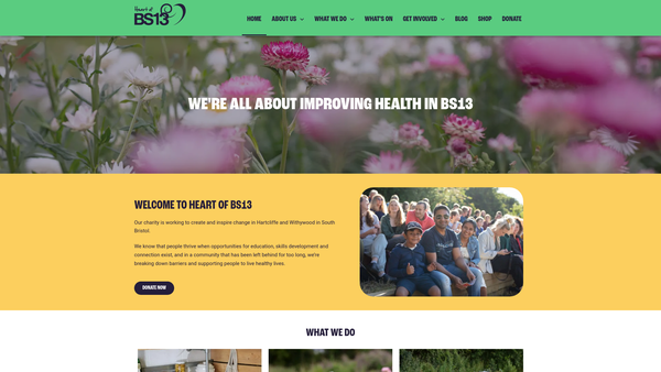 Screenshot of the Heart of BS13 Ltd website