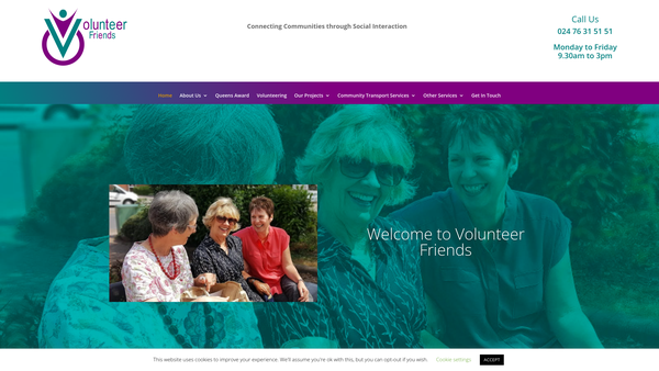 Screenshot of the Volunteer Friends website