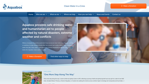 Screenshot of the Aquabox website