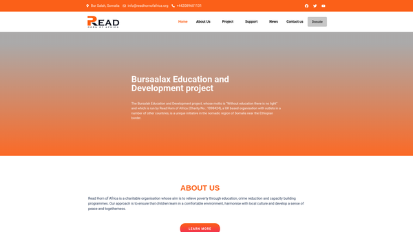 Screenshot of the Read Horn Of Africa website
