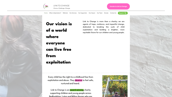 Screenshot of the Link To Change website