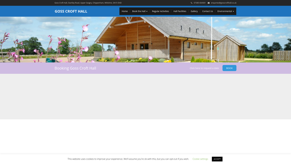 Screenshot of the Goss Croft Community Hall website
