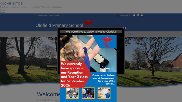 Screenshot of the Oldfield Primary School Parent Teacher Association website