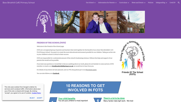 Screenshot of the Bow Brickhill Friends Of The School website