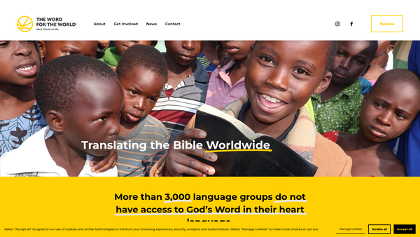 Screenshot of the The Word For The World, UK website