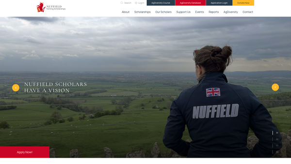 Screenshot of the Nuffield Farming Scholarships Trust website