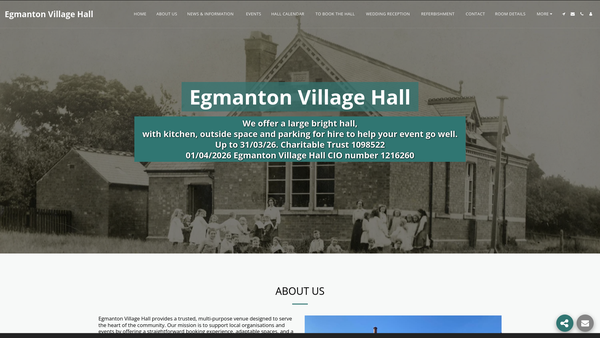 Screenshot of the Egmanton Village Hall website