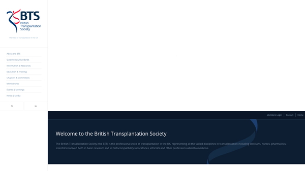 Screenshot of the The British Transplantation Society website