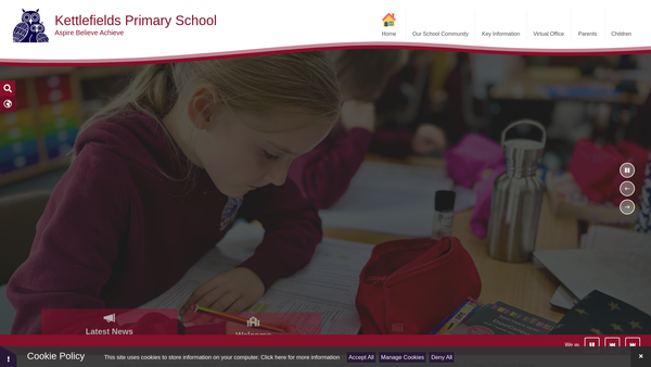 Screenshot of the Kettlefields School Parent Teacher & Friends Association website
