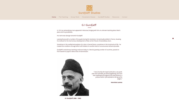 Screenshot of the Gurdjieff Studies Limited website
