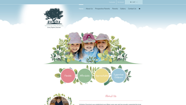Screenshot of the Whiteley Pre-School website