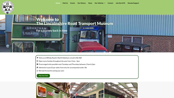 Screenshot of the Lincolnshire Vintage Vehicle Society Limited website